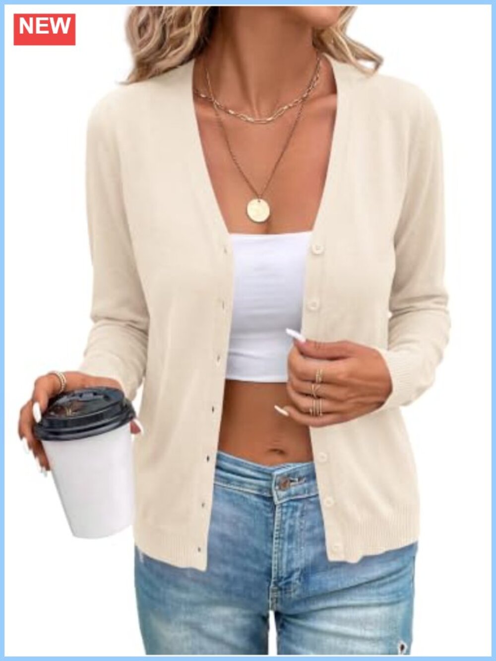 Lightweight Long Sleeve Button Up Cardigan Sweater